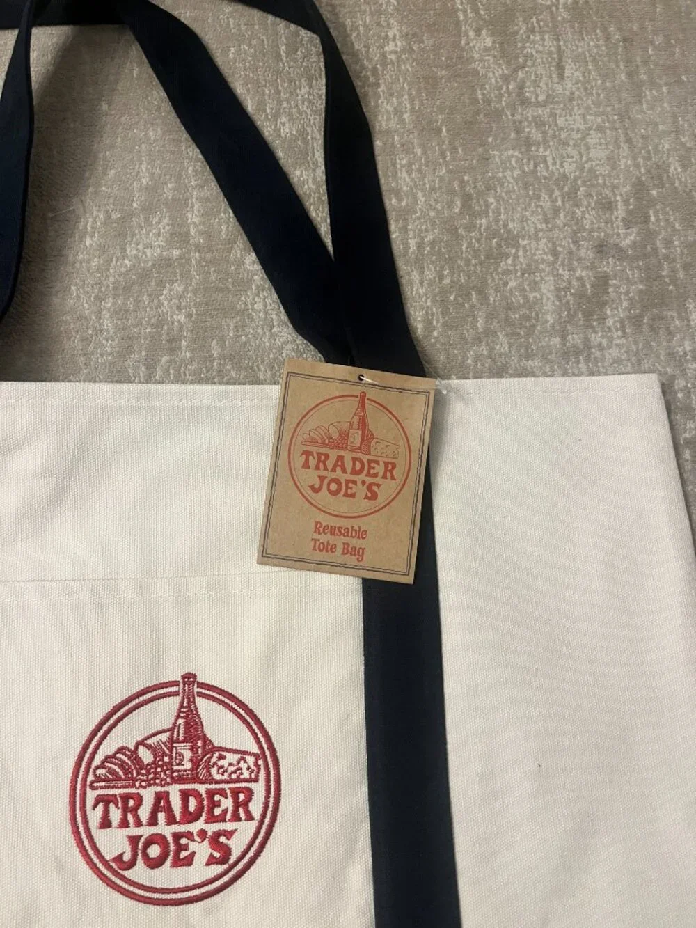 Trader Joe's Navy  Large Canvas Tote Bags (2)